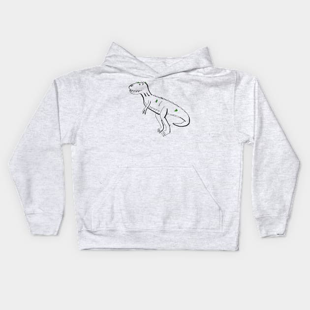 Tyrannosaurus looking foreward Kids Hoodie by WanipaMerch